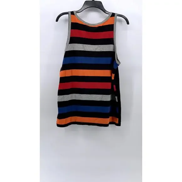 WESC Men's Black-Multi Striped Scoop-Neck Pocket Cotton Casual Tank SZ M - Picture 2 of 11